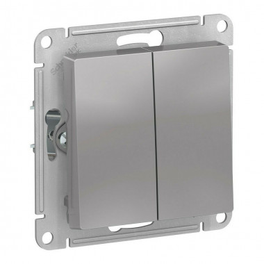 Выключатель двухклавишный Systeme Electric AtlasDesign Aqua IP44, алюминий — Multielectrika