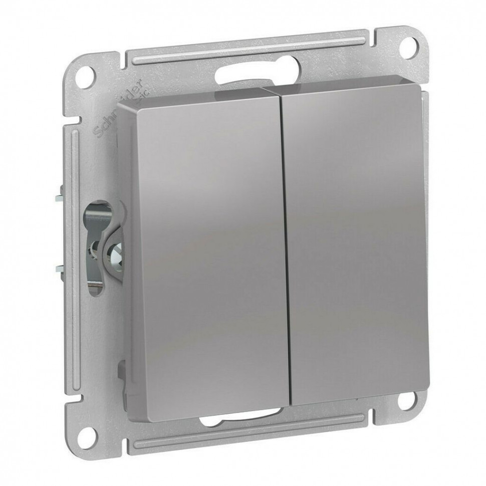 Выключатель двухклавишный Systeme Electric AtlasDesign Aqua IP44, алюминий фото 1 — Multielectrika