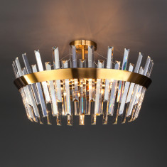 Умная потолочная люстра с хрусталем 10111/8 золотая бронза &mdash; Multielectrika
