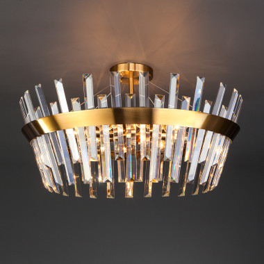 Умная потолочная люстра с хрусталем 10111/8 золотая бронза — Multielectrika