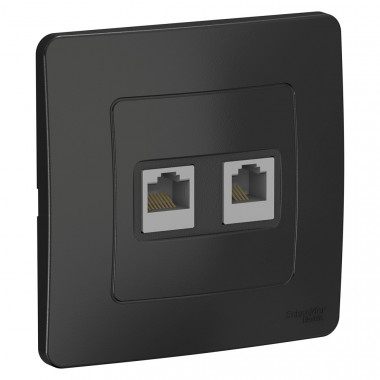 Розетка RJ11+RJ45 кат.5e Systeme Electric Blanca антрацит  — Multielectrika