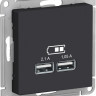 Зарядное устройство USB Schneider Electric Atlas Design карбон