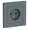 Розетка силовая Schneider Electric Atlas Design без заземления, в сборе, грифель