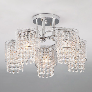 Потолочная люстра с хрусталем и плафонами 30137/5 хром — Multielectrika
