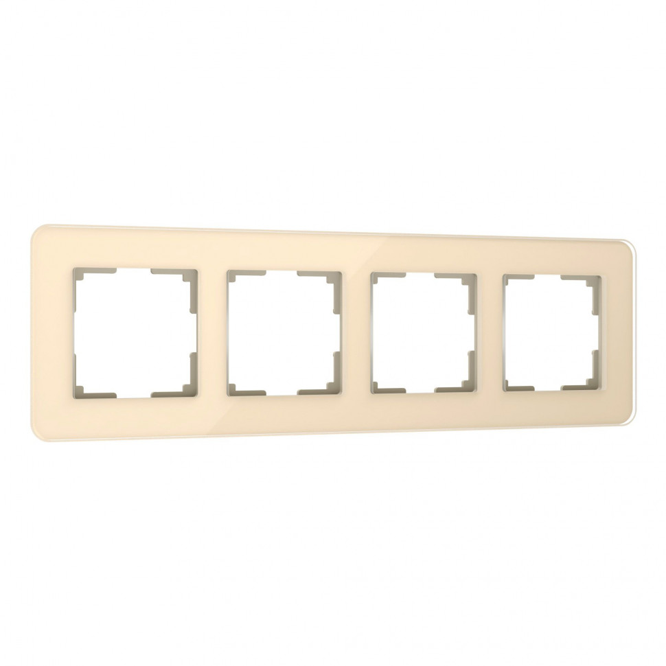 Рамка из стекла на 4 поста Elite айвори W0042443 фото 1 &mdash; Multielectrika