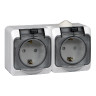 Розетка 2К+З со шторками 16А 250B IP44  Белая Schneider Electric Этюд PA16-244B