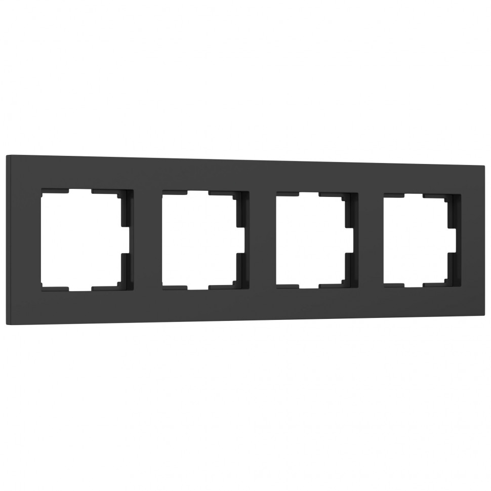 Рамка из поликарбоната на 4 поста Slab черный софт W0042908 фото 1 &mdash; Multielectrika