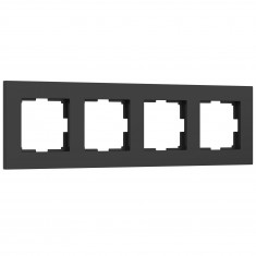 Рамка из поликарбоната на 4 поста Slab черный софт W0042908 &mdash; Multielectrika