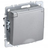 Розетка с заземлением с защитными шторками и крышкой 16А IP44 IEK Brite РСбш10-3-44-БрА алюминий