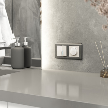 Выключатель двухклавишный с подсветкой (перламутровый рифленый) W1120113 &mdash; Multielectrika