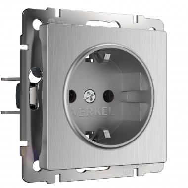 Розетка с заземлением (cеребряный рифленый) W1171009 — Multielectrika