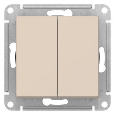 Переключатель двухклавишный Systeme Electric AtlasDesign перекрестный, 10А, бежевый &mdash; Multielectrika