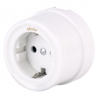 Розетка с заземлением белый ретро W5671001 &mdash; Multielectrika