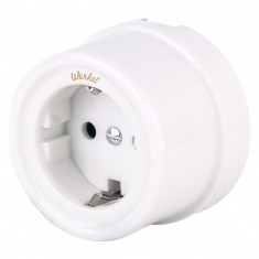 Розетка с заземлением белый ретро W5671001 &mdash; Multielectrika