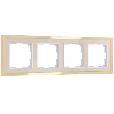 Рамка из металла на 4 поста Baguette айвори/латунь W0042851 — Multielectrika