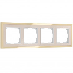 Рамка из металла на 4 поста Baguette айвори/латунь W0042851 &mdash; Multielectrika