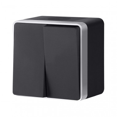 Выключатель двухклавишный влагозащищенный Gallant черный с серебром W5020234 W5020234 &mdash; Multielectrika