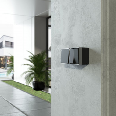 Выключатель двухклавишный влагозащищенный Gallant черный с серебром W5020234 W5020234 &mdash; Multielectrika