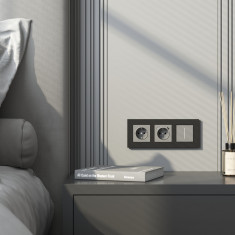 Рамка из поликарбоната на 3 поста Slab черный софт W0032908 &mdash; Multielectrika