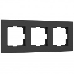 Рамка из поликарбоната на 3 поста Slab черный софт W0032908 &mdash; Multielectrika