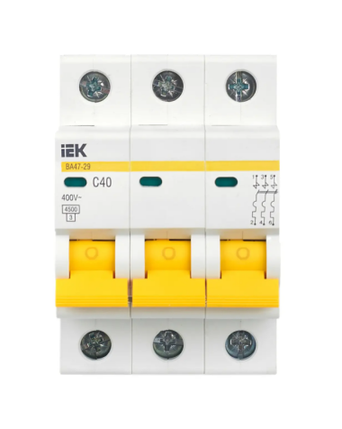 Автоматический выключатель ВА47-29 3Р 40А 4,5кА характеристика С IEK MVA20-3-040-C — Multielectrika