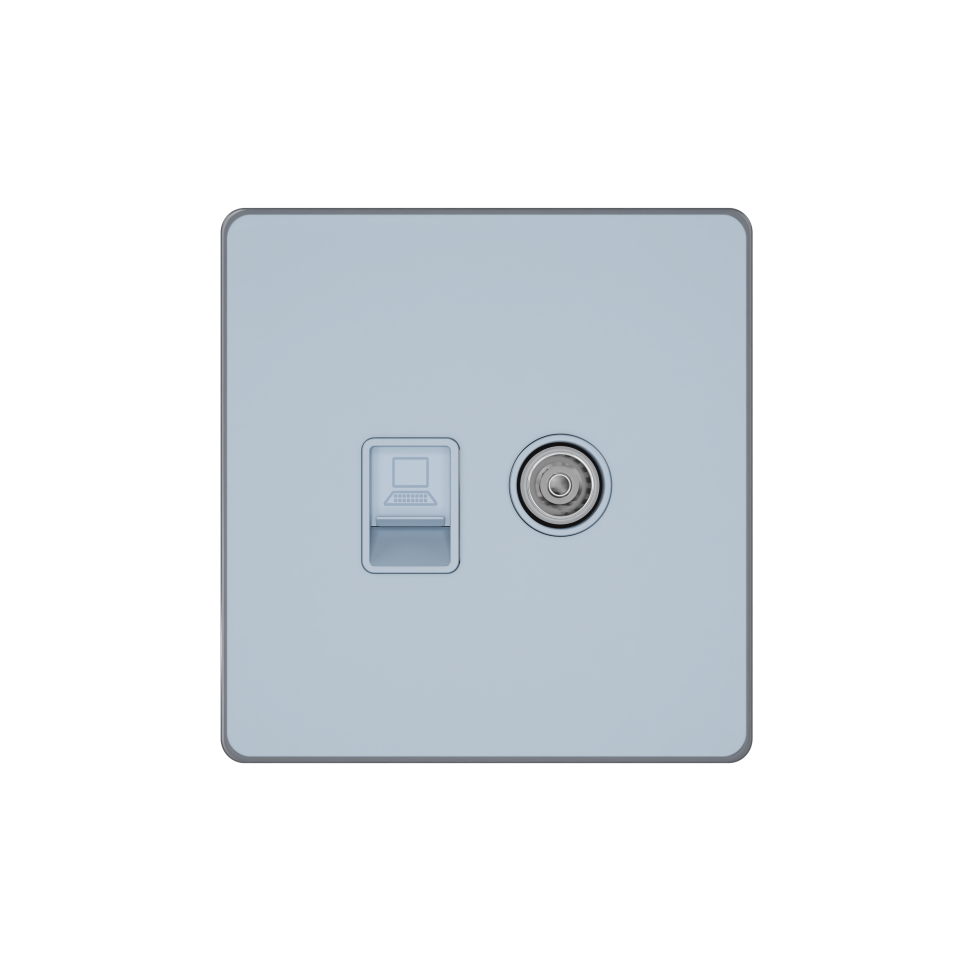 Systeme Infinity, Розетка информационная TV/FM и кат.5е, FSE001189, Стальное небо фото 1 &mdash; Multielectrika