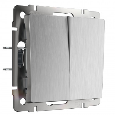 Выключатель двухклавишный (cеребряный рифленый) W1120009 — Multielectrika