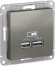 Зарядное устройство USB Schneider Electric Atlas Design сталь