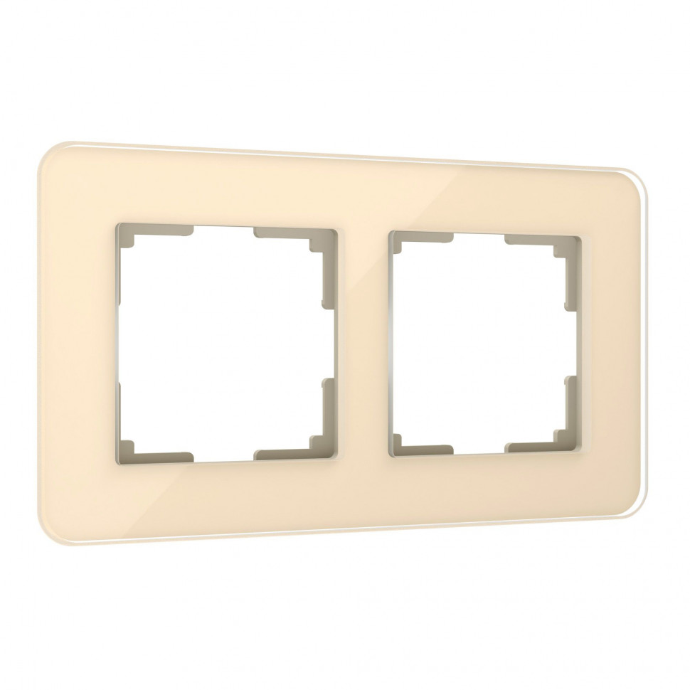 Рамка из стекла на 2 поста Elite айвори W0022443 фото 1 &mdash; Multielectrika