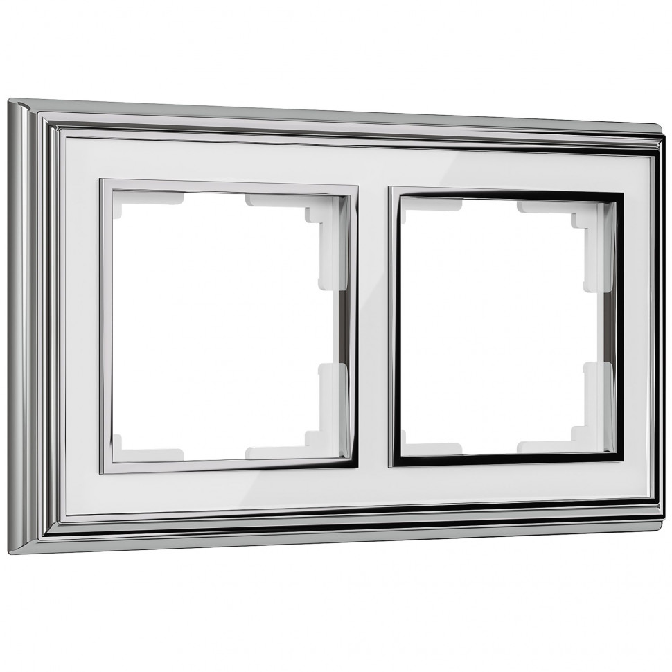 Рамка на 2 поста (хром/белый) W0021331 фото 1 — Multielectrika