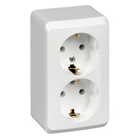 Розетка 2К+З со шторками 16А 250B Белая Schneider Electric Этюд PA16-008B фото 1 — Multielectrika