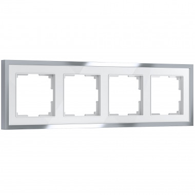 Рамка из металла на 4 поста Baguette белый/серебро W0042850 &mdash; Multielectrika