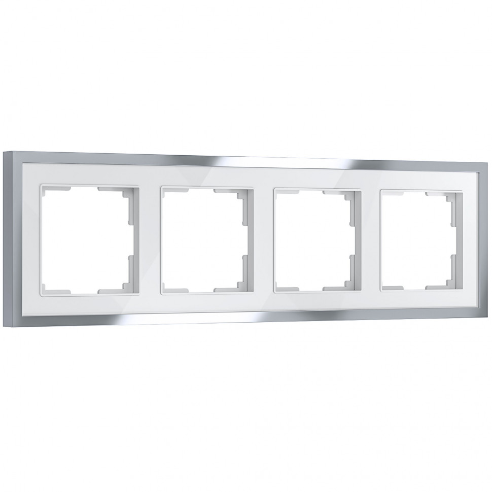 Рамка из металла на 4 поста Baguette белый/серебро W0042850 фото 1 &mdash; Multielectrika