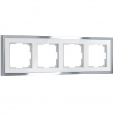 Рамка из металла на 4 поста Baguette белый/серебро W0042850 &mdash; Multielectrika