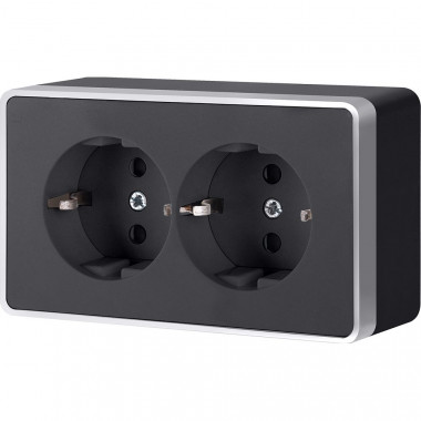 Розетка двойная с заземлением Gallant черный с серебром W5072134 W5072134 &mdash; Multielectrika