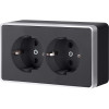 Розетка двойная с заземлением Gallant черный с серебром W5072134 W5072134 фото 1 &mdash; Multielectrika