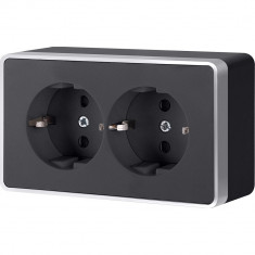 Розетка двойная с заземлением Gallant черный с серебром W5072134 W5072134 &mdash; Multielectrika