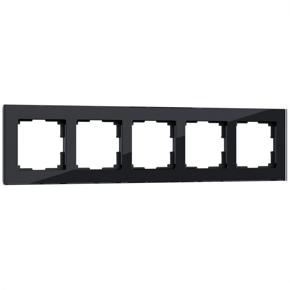 Рамка из стекла на 5 постов Favorit черный W0051108 фото 1 &mdash; Multielectrika