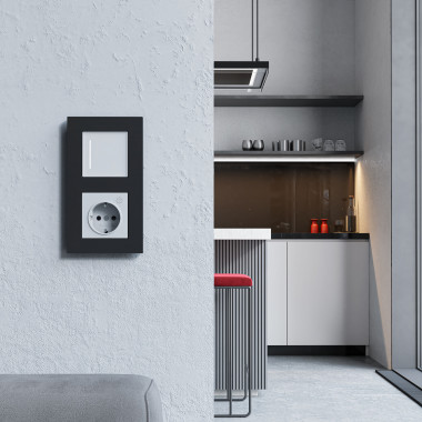 Рамка из поликарбоната на 2 поста Slab черный софт W0022908 — Multielectrika