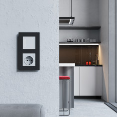 Рамка из поликарбоната на 2 поста Slab черный софт W0022908 &mdash; Multielectrika