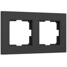 Рамка из поликарбоната на 2 поста Slab черный софт W0022908 &mdash; Multielectrika