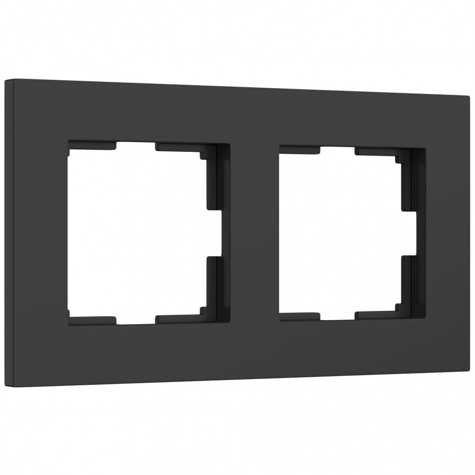Рамка из поликарбоната на 2 поста Slab черный софт W0022908 фото 1 &mdash; Multielectrika