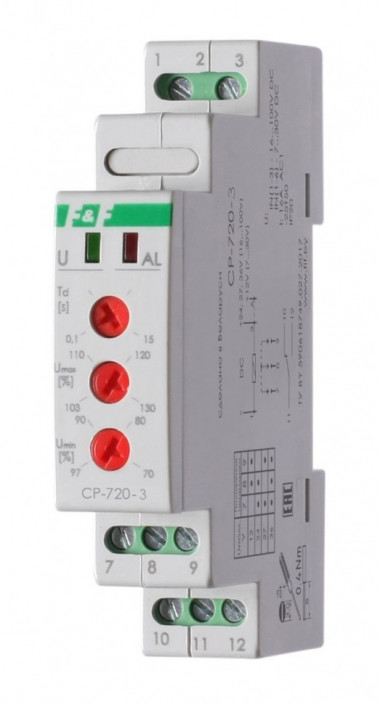 Реле напряжения (Однофазный-DC / Ампер-16 / Контакт-1NO/NC) CP-720-3 — Multielectrika