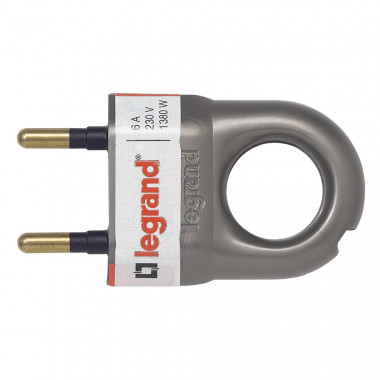 Вилка 2К - Legrand Элиум - 6 А - с кольцом - пластик - алюминий 050165 — Multielectrika