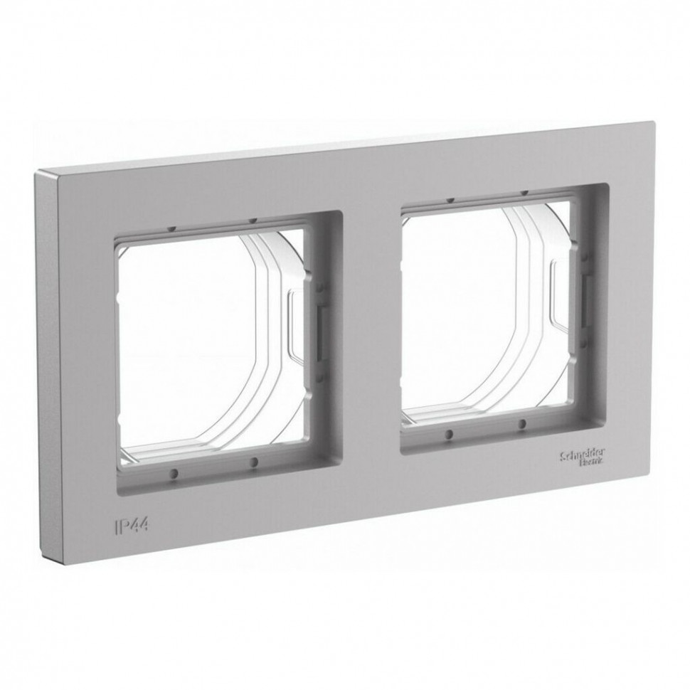 Рамка Systeme Electric AtlasDesign Aqua IP44 на 2 поста, алюминий фото 1 — Multielectrika