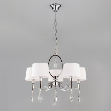 Умный потолочный светильник с хрусталем 10127/5 хром/прозрачный хрусталь Strotskis Smart (10093/5) — Multielectrika