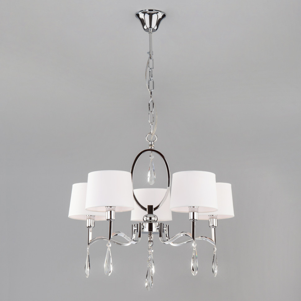 Умный потолочный светильник с хрусталем 10127/5 хром/прозрачный хрусталь Strotskis Smart (10093/5) фото 1 — Multielectrika