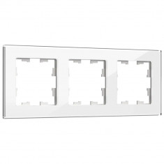 Рамка на 3 поста IEK Brite РУ-3-2-БрБ стекло белый &mdash; Multielectrika