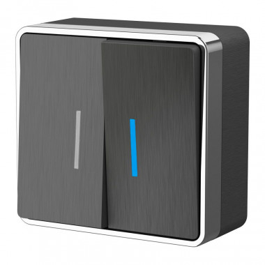 Выключатель двухклавишный с подсветкой Gallant графит рифленый W5020104 — Multielectrika
