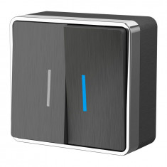 Выключатель двухклавишный с подсветкой Gallant графит рифленый W5020104 &mdash; Multielectrika